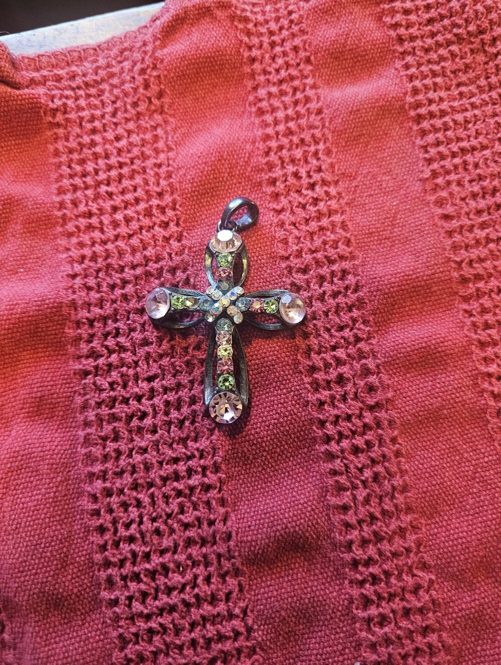 Cross Pendant With Colorful Stones